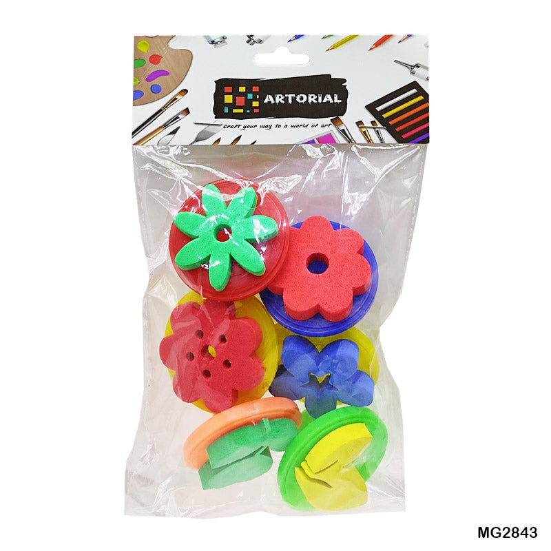 Gift To Love | Foam Stamp Round Knob Plastic Handle | Pcs : 6 Pcs | Code : MG2843