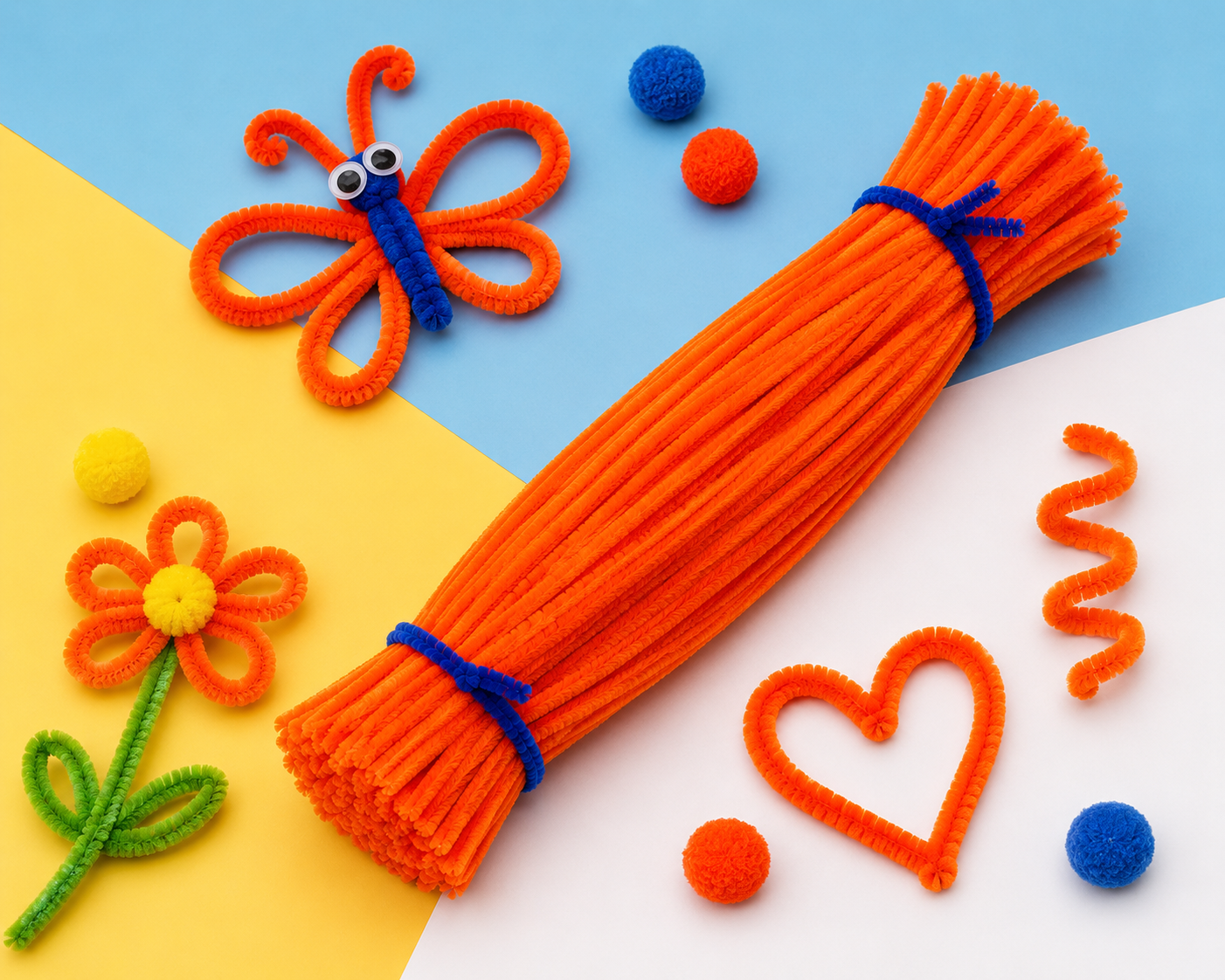 Gift To Love | Craft Pipe Cleaner | Color : Neon Orange | Size : 7 Mm X 30 Cm | Pcs : 100 Pcs | Code : MG3832