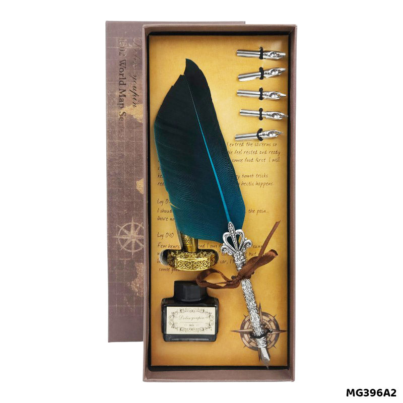 Gift To Love | Feather Ink Pen Box Set | Color : Peacock Blue | Code : MG396A2