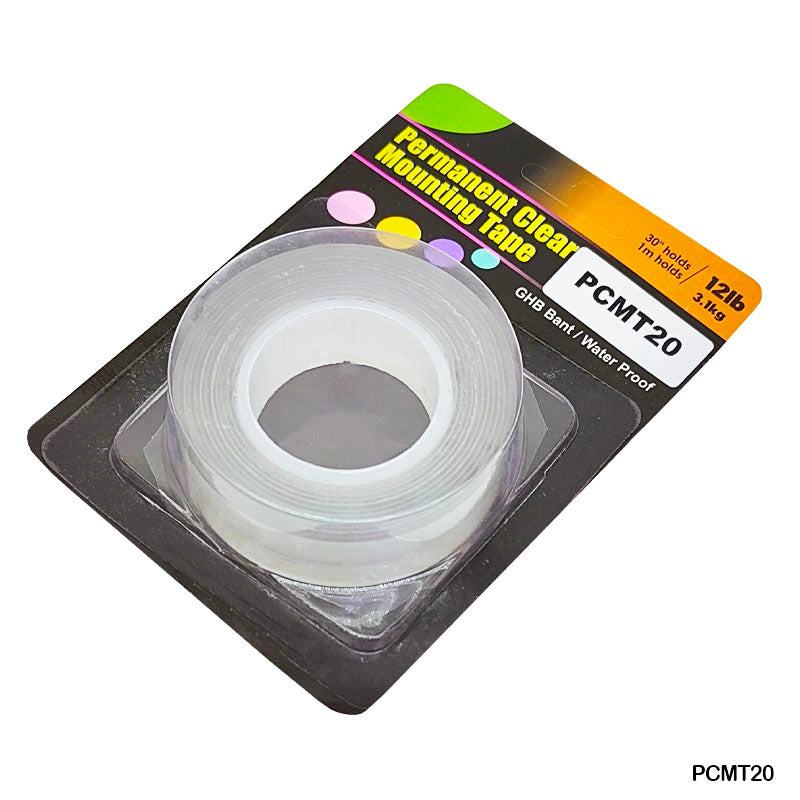 Gift To Love | Permanent Clear Mounting Tape | Size : 20 Mm X 3 M | Code : PCMT20