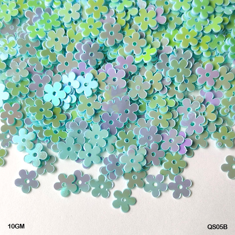 Gift To Love | Flower Sequins | Color : Sea Green | Size : 7 Mm | Pcs : 10 Gm | Code : QS05B