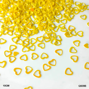 Gift To Love | Heart Sequins | Color : Yellow | Size : 6 Mm | Pcs : 10 Gm | Code : QS09B