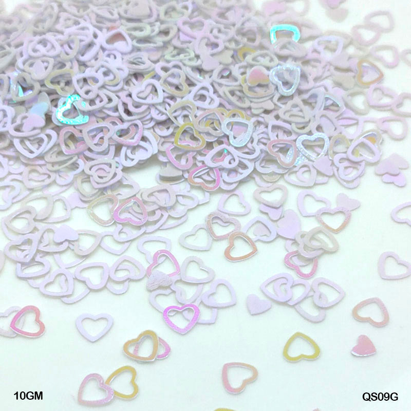 Gift To Love | Heart Sequins | Color : White | Size : 6 Mm | Pcs : 10 Gm | Code : QS09G