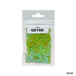 Gift To Love | Star Flower Sequins | Color : Green | Size : 7 Mm | Pcs : 10 Gm | Code : QS10D