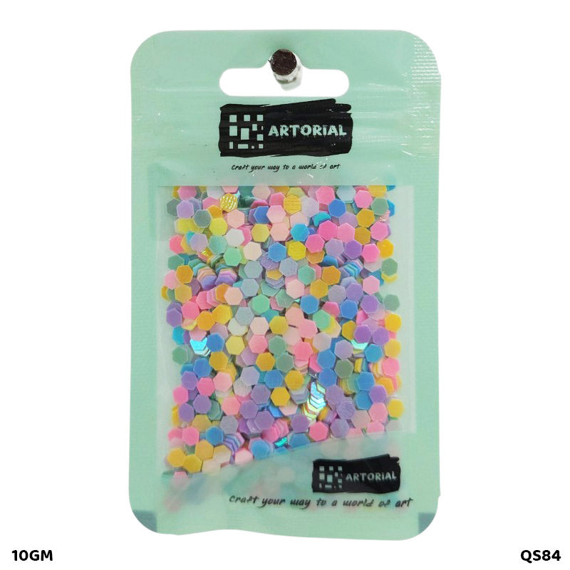 Gift To Love | Hexagon Sequins | Color : Multi | Size : 4 Mm | Pcs : 10 Gm | Code : QS84