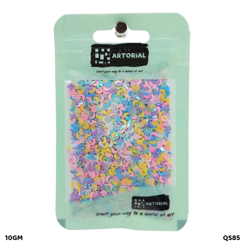 Gift To Love | Moon Sequins | Color : Multi | Size : 3 Mm | Pcs : 10 Gm | Code : QS85