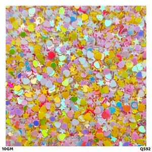 Gift To Love | Heart Star Sequins | Color : Multi | Pcs : 10 Gm | Code : QS92