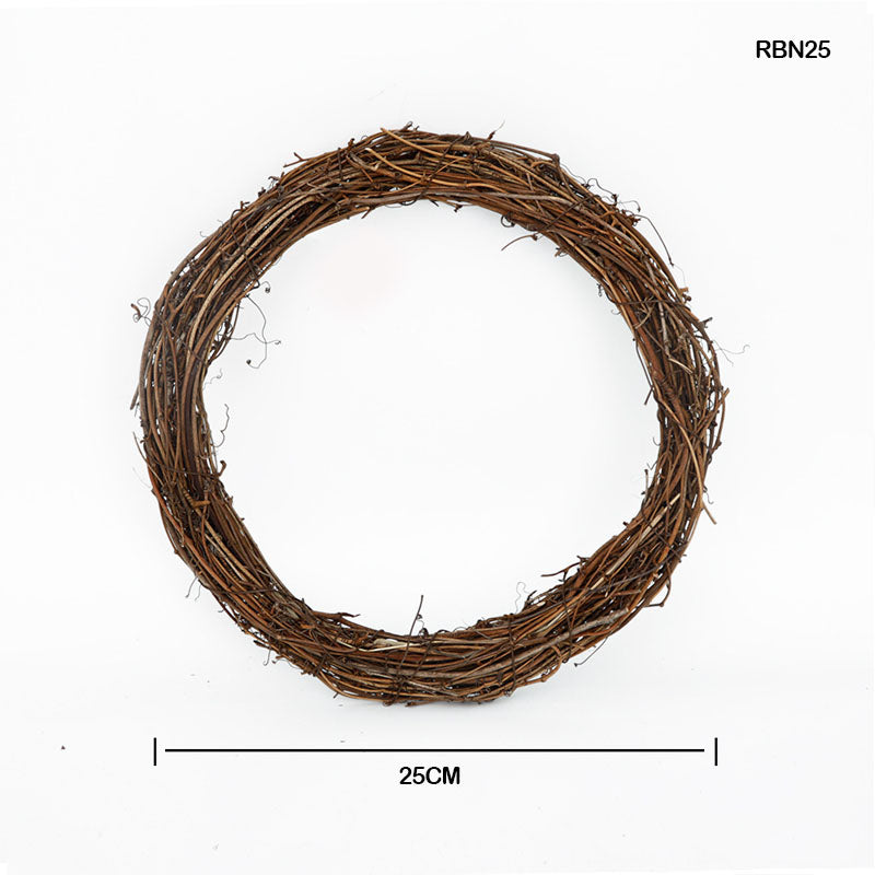 Gift To Love | Ring Wreath Rattan Wicker Diy | Color : Natural Brown | Size : 25 Cm | Code : RBN25