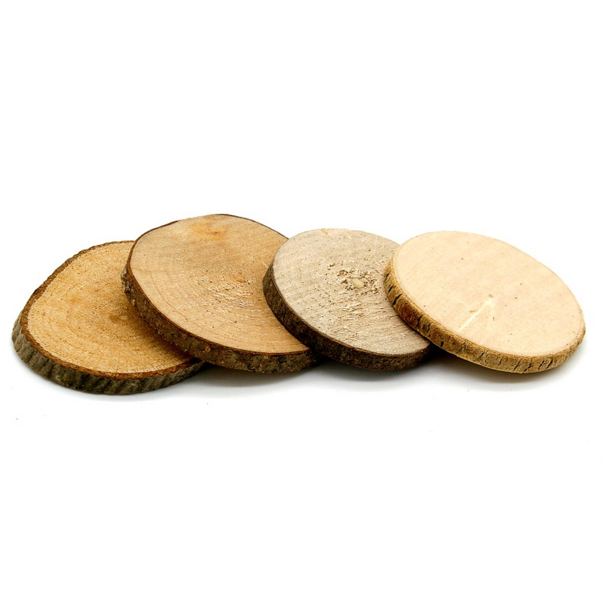 Gift To Love | Round Wood Plate | Size : 2 Cm To 3 Cm | Pcs : 4 Pcs Set | Code : RWP2CM