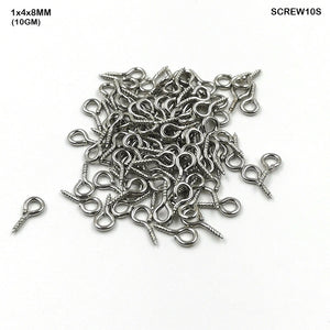 Gift To Love | Screw Steel | Color : Silver | Size : 1 Mm X 4 Mm X 8 Mm | Pcs : 10 Gm | Code : SCREW10S