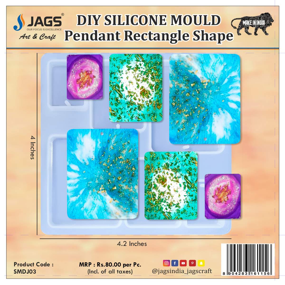 Gift To Love | Silicone Mould Diy Jewelry Locket Pendant Rectangle | Code : SMDJ03