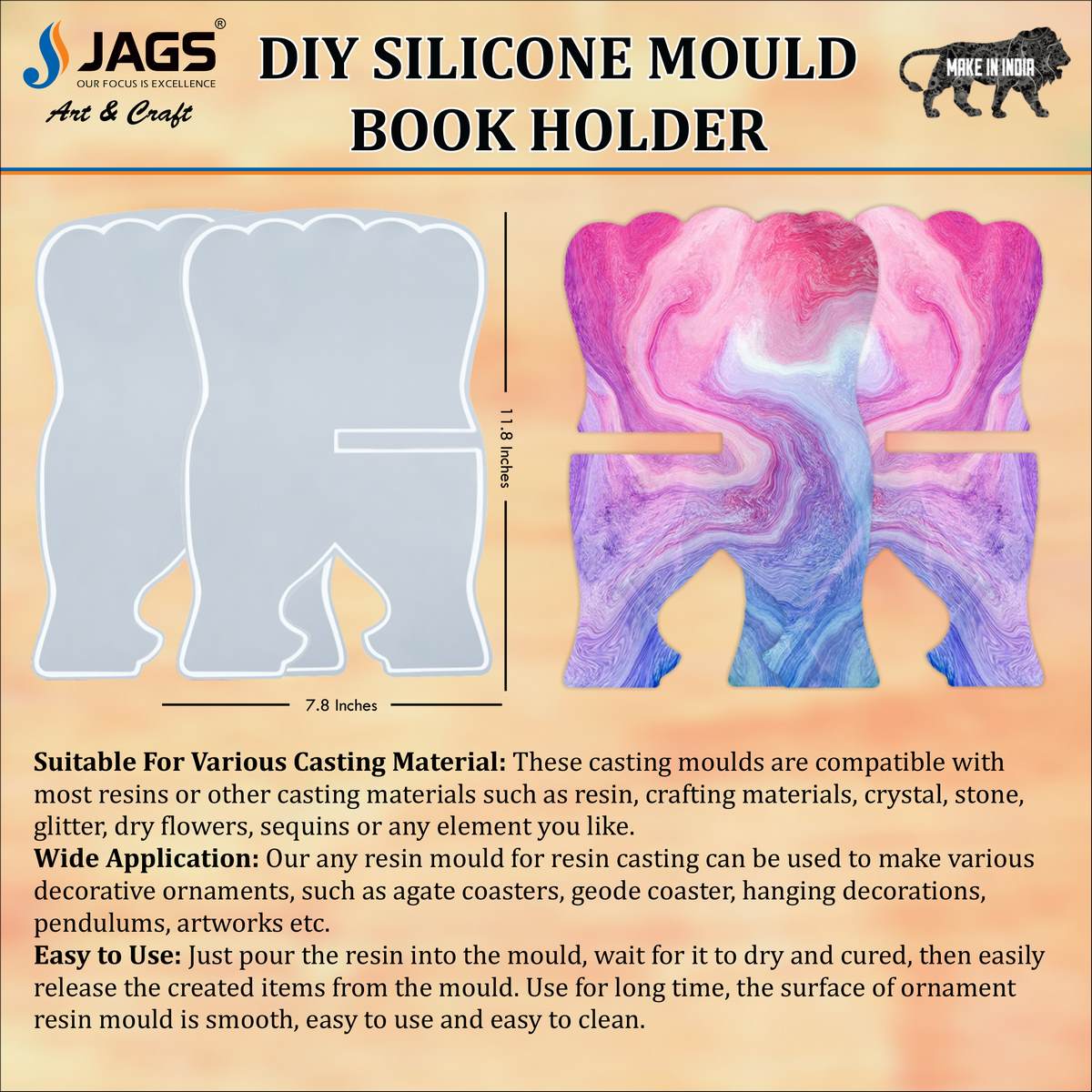 Gift To Love | Silicone Mould Folding Book Holder | Size : 11.8 Inch | Code : SMFB00