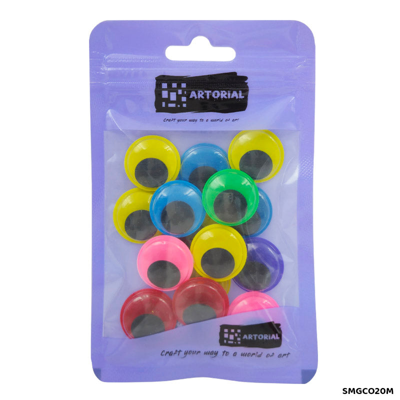 Gift To Love | Googly Eye Colored | Color : Multi | Size : 20 Mm | Pcs : 15 Pcs | Code : SMGCO20M