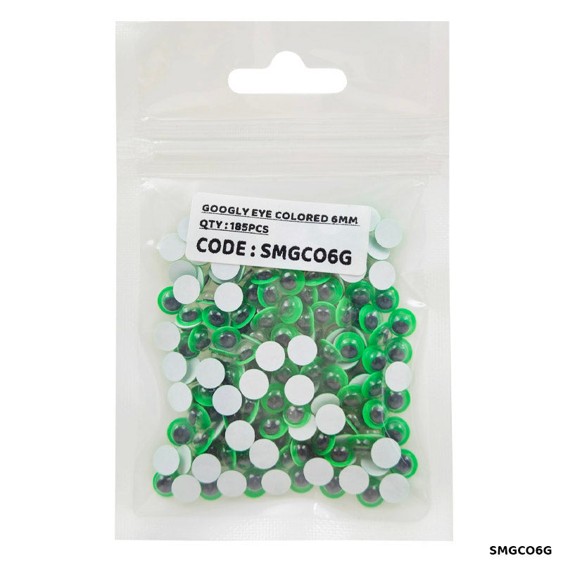Gift To Love | Googly Eye Colored Sticker | Color : Green | Size : 6 Mm | Pcs : 185 Pcs | Code : SMGCO6G