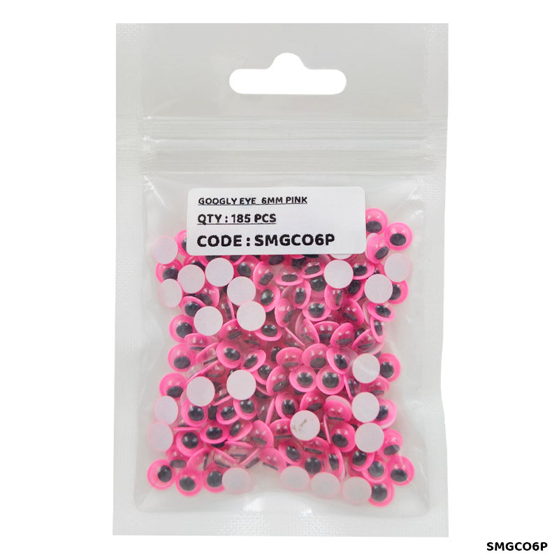 Gift To Love | Googly Eye Colored Sticker | Color : Pink | Size : 6 Mm | Pcs : 185 Pcs | Code : SMGCO6P