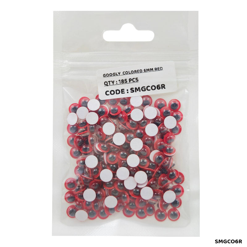 Gift To Love | Googly Eye Colored Sticker | Color : Red | Size : 6 Mm | Pcs : 185 Pcs | Code : SMGCO6R