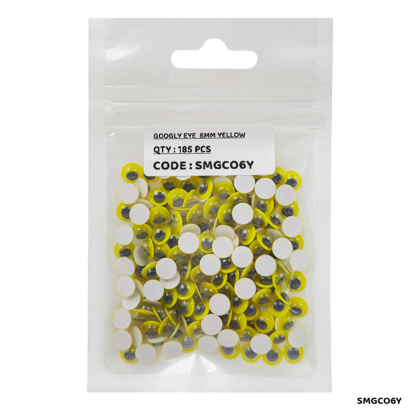 Gift To Love | Googly Eye Colored Sticker | Color : Yellow | Size : 6 Mm | Pcs : 185 Pcs | Code : SMGCO6Y