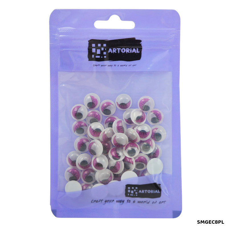Gift To Love | Googly Eye With Eyelash | Color : Purple | Size : 8 Mm | Pcs : 70 Pcs | Code : SMGEC8PL