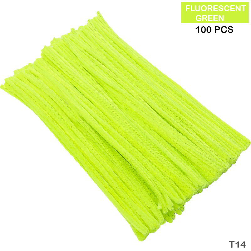 Gift To Love | Craft Pipe Cleaner | Color : Fluorescent Green | Size : 7 Mm X 30 Cm | Pcs : 100 Pcs | Code : T14
