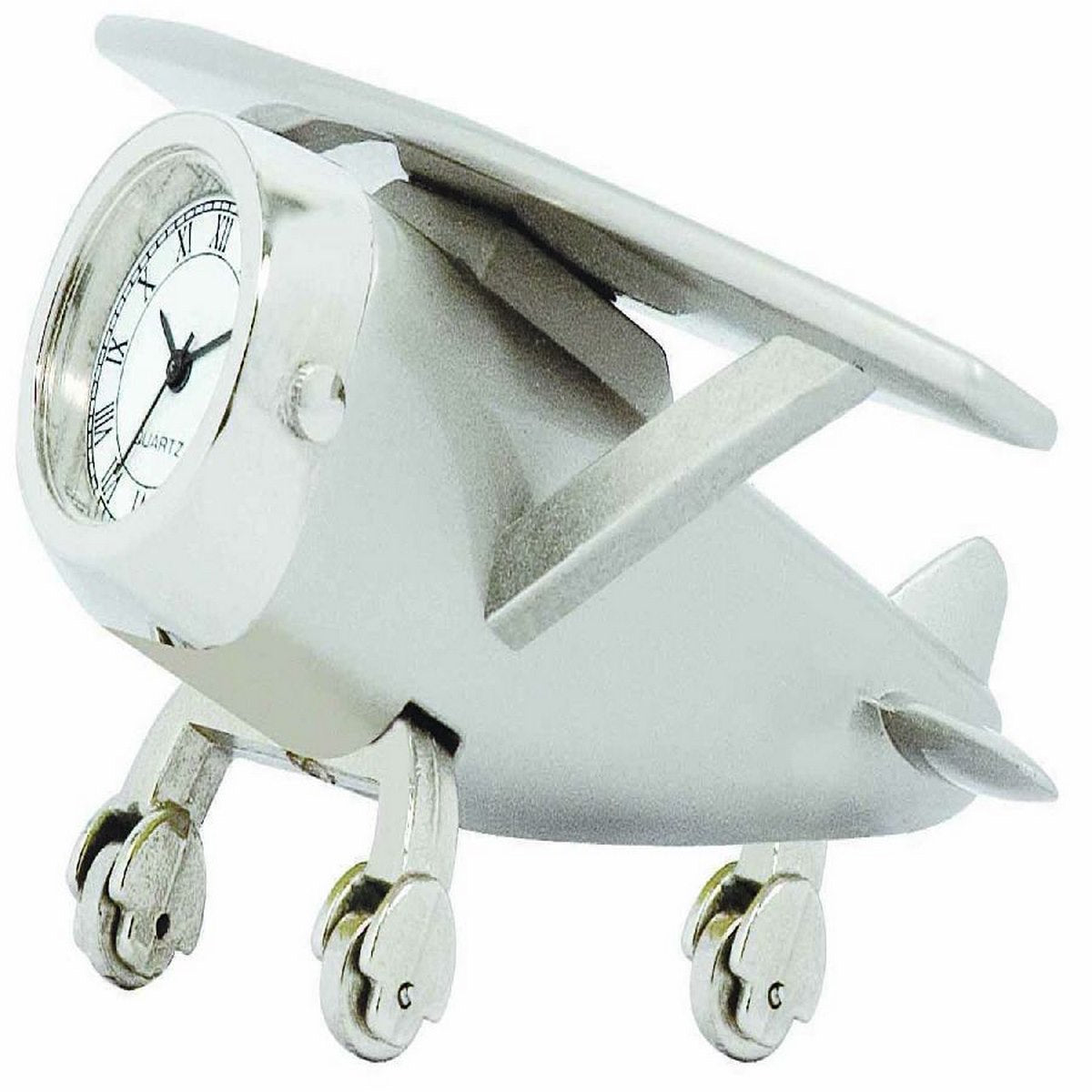 Gift To Love | Table Silver Jet Air Craft With Watch | Code : TT175