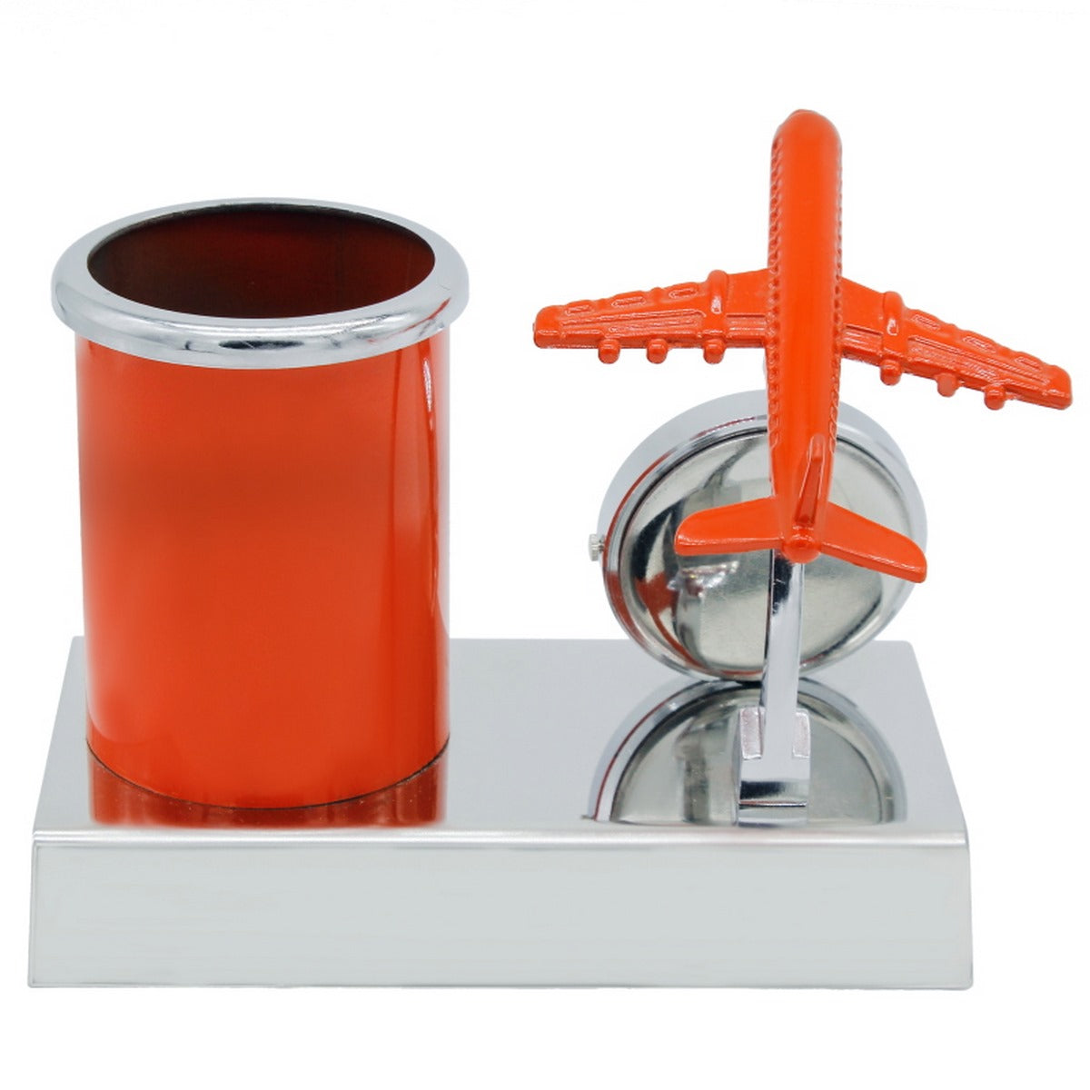 Gift To Love | Pen Stand With Watch With Air Craft | Color : Orange | Code : TT525OG
