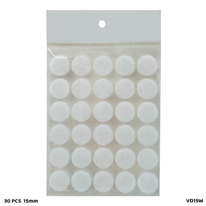 Gift To Love | Velcro Dots | Color : White | Size : 15 Mm | Pcs : 30 Pcs | Code : VD15W