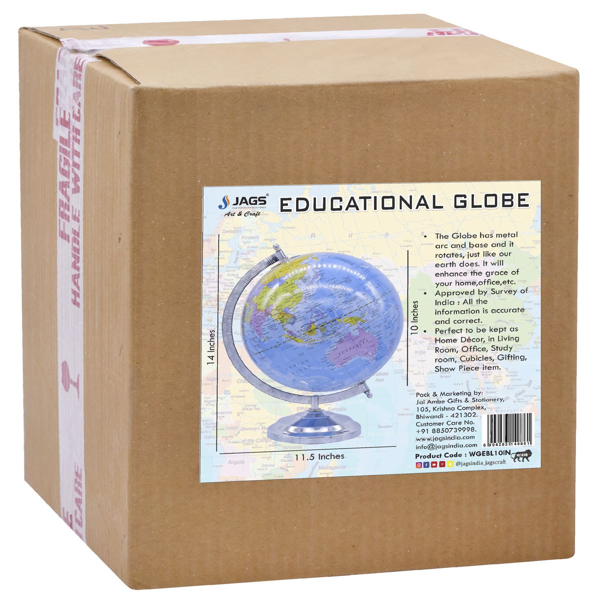 Gift To Love | World Globe Educational | Color : Blue | Size : 10 Inch | Code : WGEBL10IN