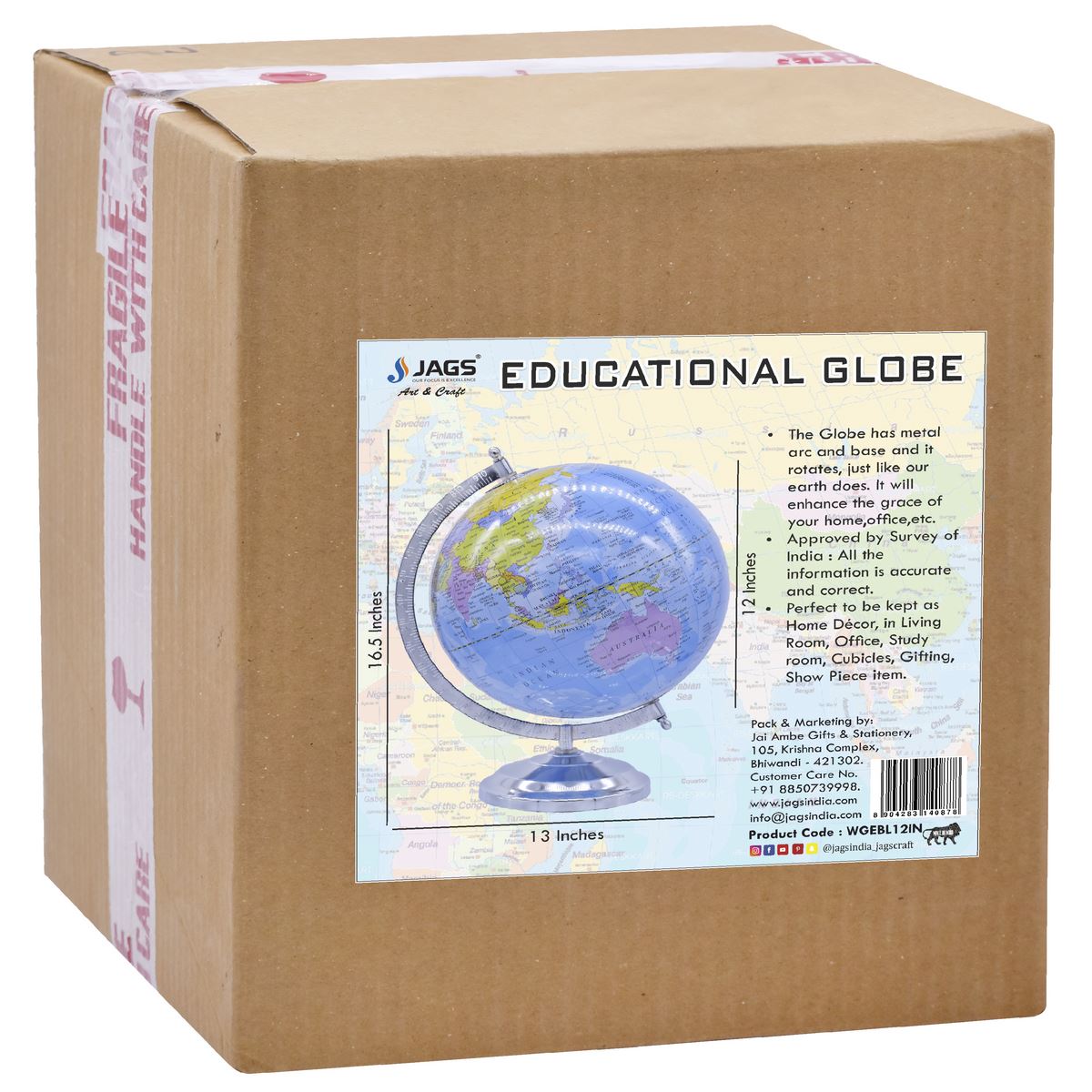 Gift To Love | World Globe Educational | Color : Blue | Size : 12 Inch | Code : WGEBL12IN