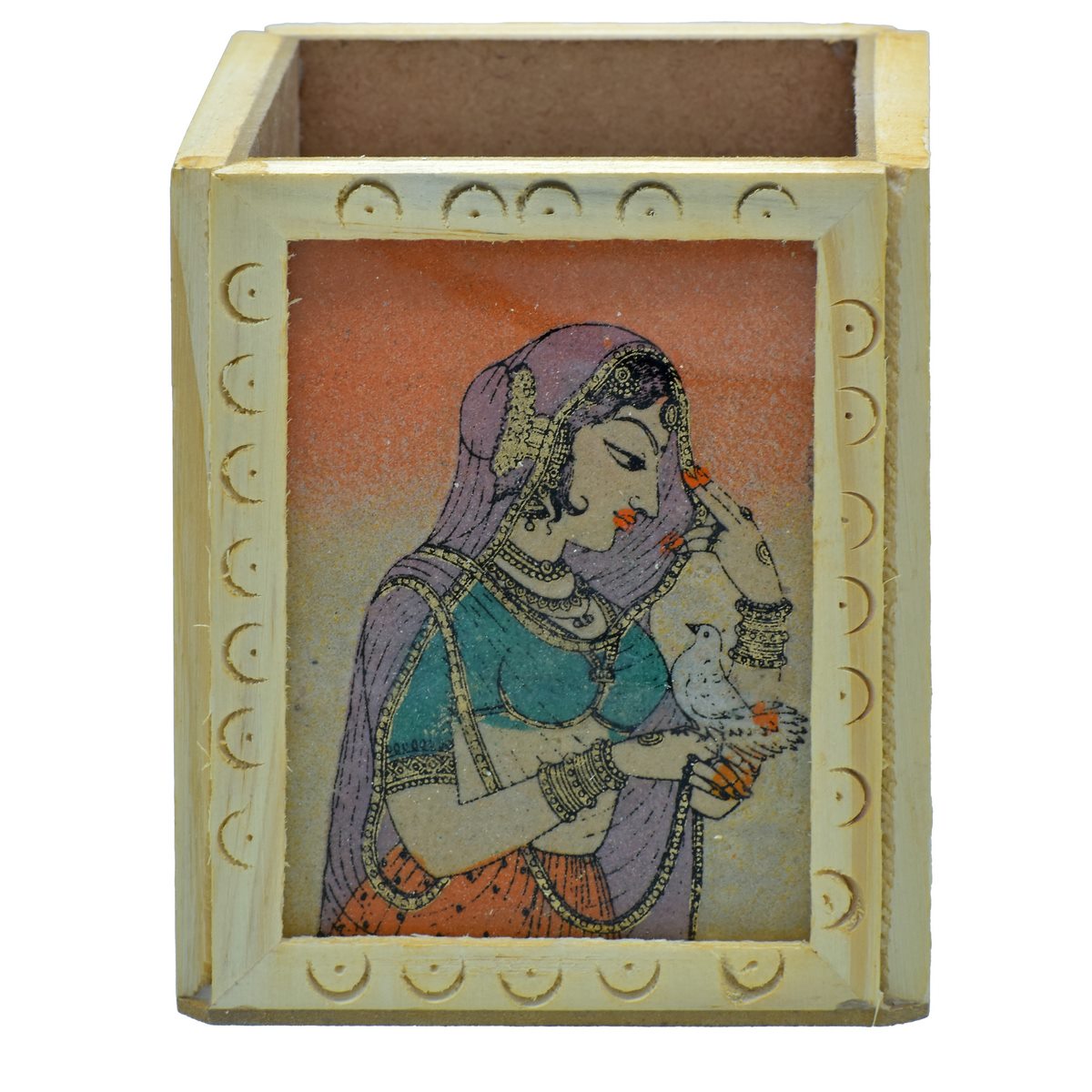 Gift To Love | Wooden Pen Stand Fancy Design | Code : WPSF00
