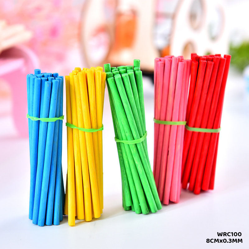 Gift To Love | Wood Round Stick | Color : Colored | Size : 8 Cm X 5 Mm | Pcs : 100 Sticks | Code : WRC100
