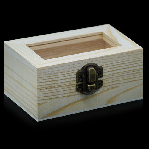 Gift To Love | Wooden Empty Box Medium Top Window Rectangle | Code : ZA-24010