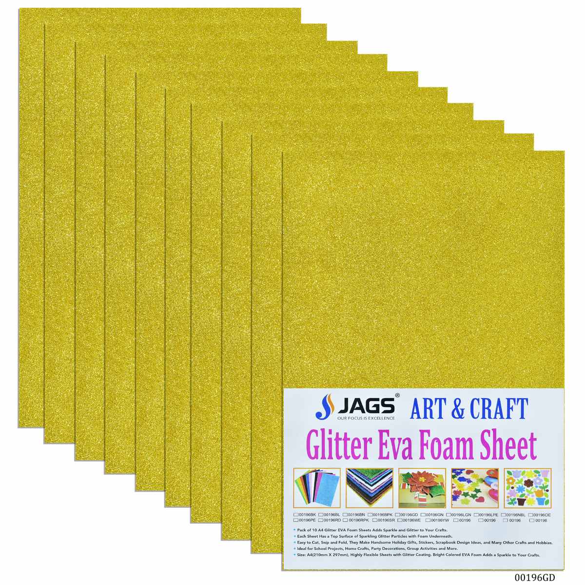 Gift To Love | A4 Glitter Foam Sheet Without Sticker | Color : Gold | Code : 00196GD