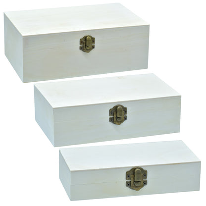 Gift To Love | Wooden Empty Box Rectangle Shape | Pcs : Set Of 3 Pcs | Code : 10065