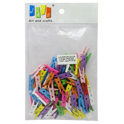 Gift To Love | Wooden Clip | Color : Colour | Size : 25 Mm | Pcs : 100 Pcs | Code : 100P25MMC