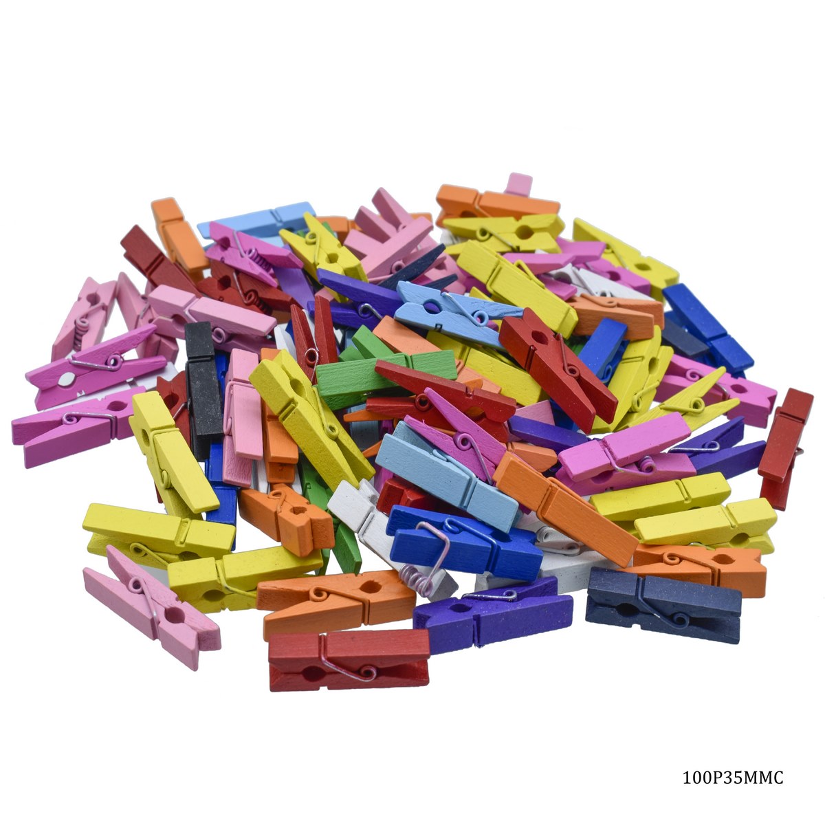 Gift To Love | Wooden Clip | Color : Colour | Size : 35 Mm | Pcs : 100 Pcs | Code : 100P35MMC
