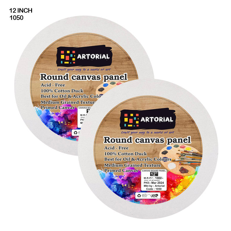 Ao Canvas Board Round 12 Inch (1050)-Gift To Love-Art & Craft