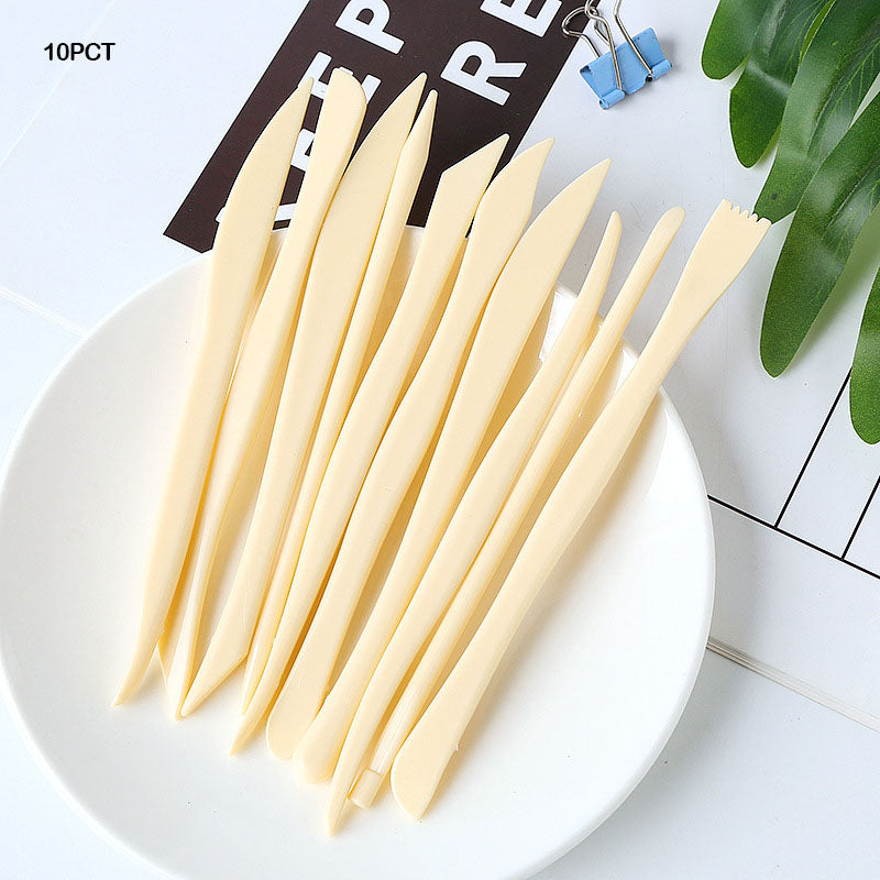 Gift To Love | 10Pc Clay Tool Plastic Cream Color (10Pct) | Pcs : 10Pc | Code : 10PCT