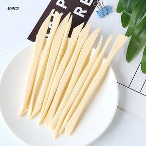 Gift To Love | 10Pc Clay Tool Plastic Cream Color (10Pct) | Pcs : 10Pc | Code : 10PCT