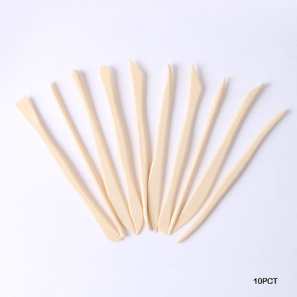 Gift To Love | 10Pc Clay Tool Plastic Cream Color (10Pct) | Pcs : 10Pc | Code : 10PCT
