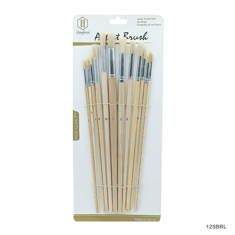 12Sbrl 12Pc Stencil Brush Round Long Handle-Gift To Love-Art & Craft