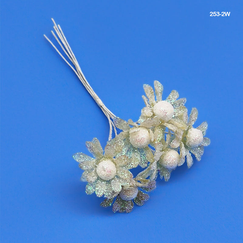 253-2W Glitter Sun Flower Cc 72Pcs White-Gift To Love-Art & Craft