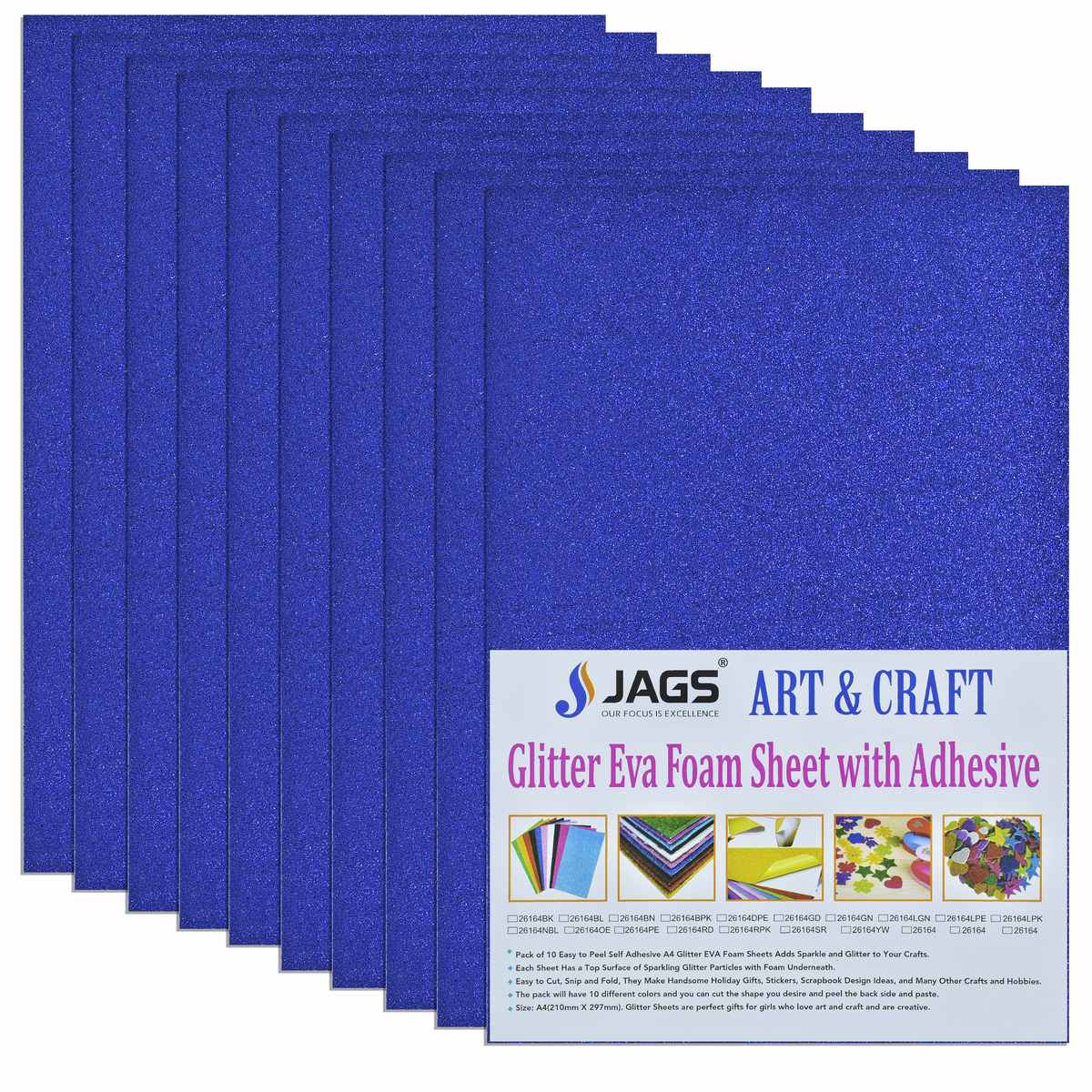 Gift To Love | A4 Glitter Foam Sheet With Sticker | Color : Navy Blue | Code : 26164BL
