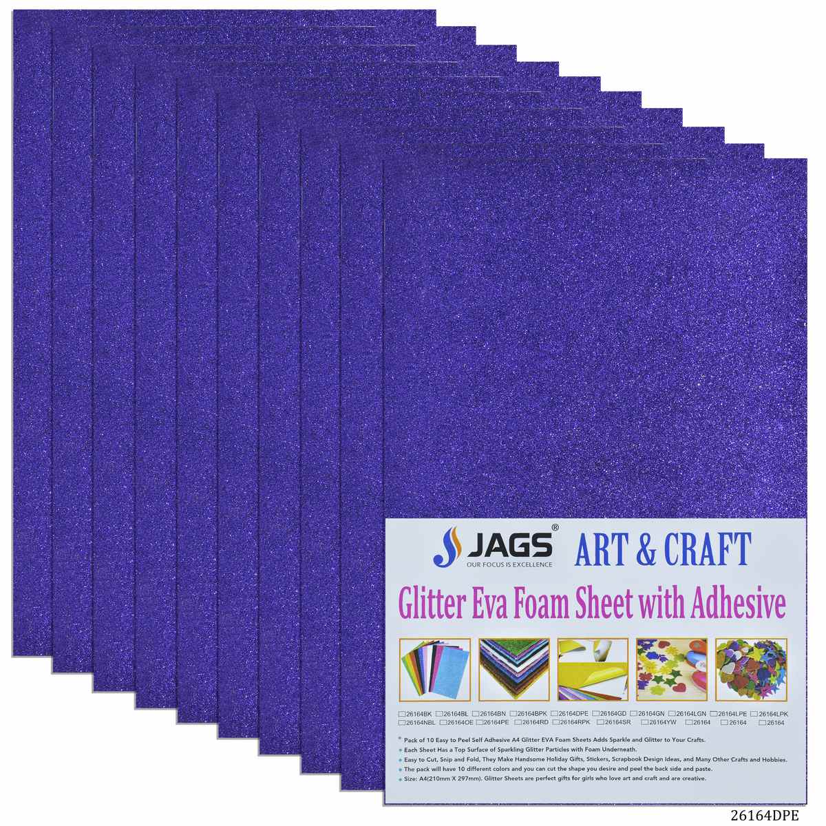Gift To Love | A4 Glitter Foam Sheet With Sticker | Color : Dark Purple | Code : 26164DPE