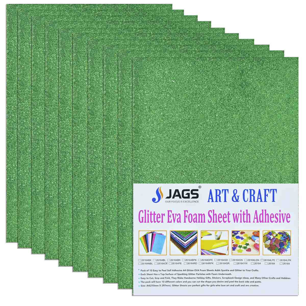 Gift To Love | A4 Glitter Foam Sheet With Sticker | Color : Light Green | Code : 26164LGN