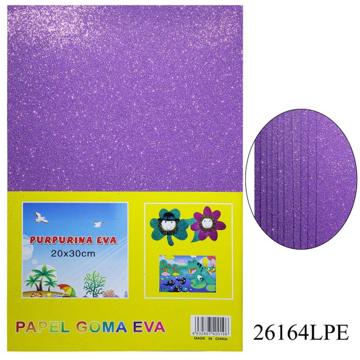 Gift To Love | A4 Glitter Foam Sheet With Sticker | Color : Light Purple | Code : 26164LPE