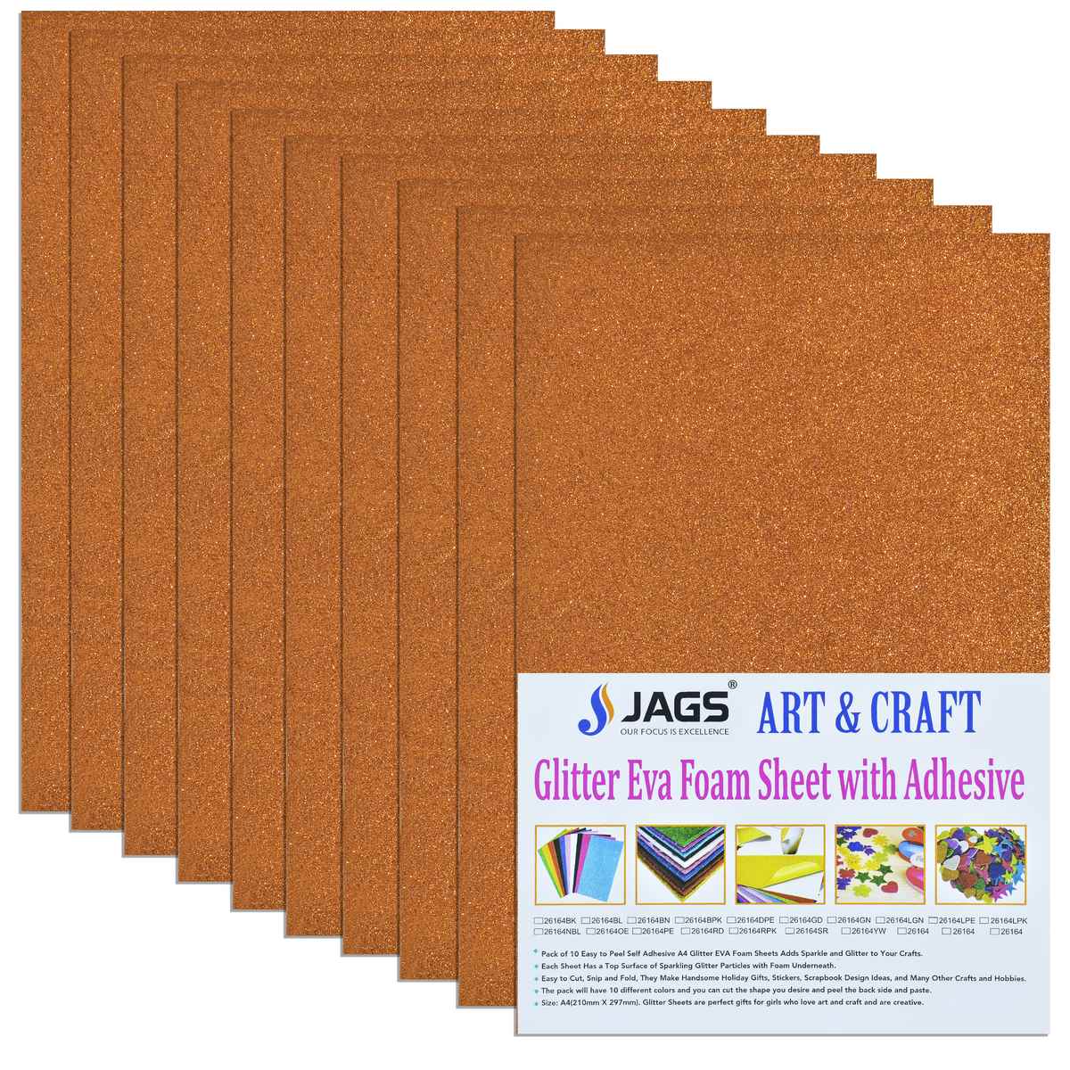 Gift To Love | A4 Glitter Foam Sheet With Sticker | Color : Orange | Code : 26164OE