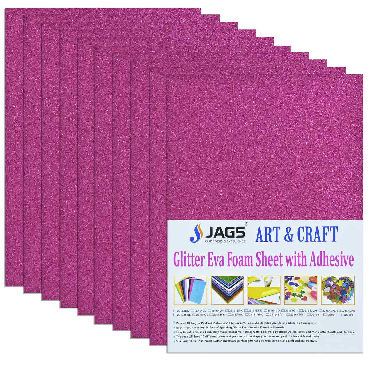 Gift To Love | A4 Glitter Foam Sheet With Sticker | Color : Rose Pink | Code : 26164RPK