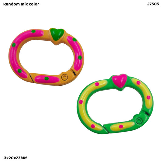Gift To Love | Oval Key Hook | Color : Multi Color | Size : 3X20X23 Mm | Pcs : 2 Pcs | Code : 27505
