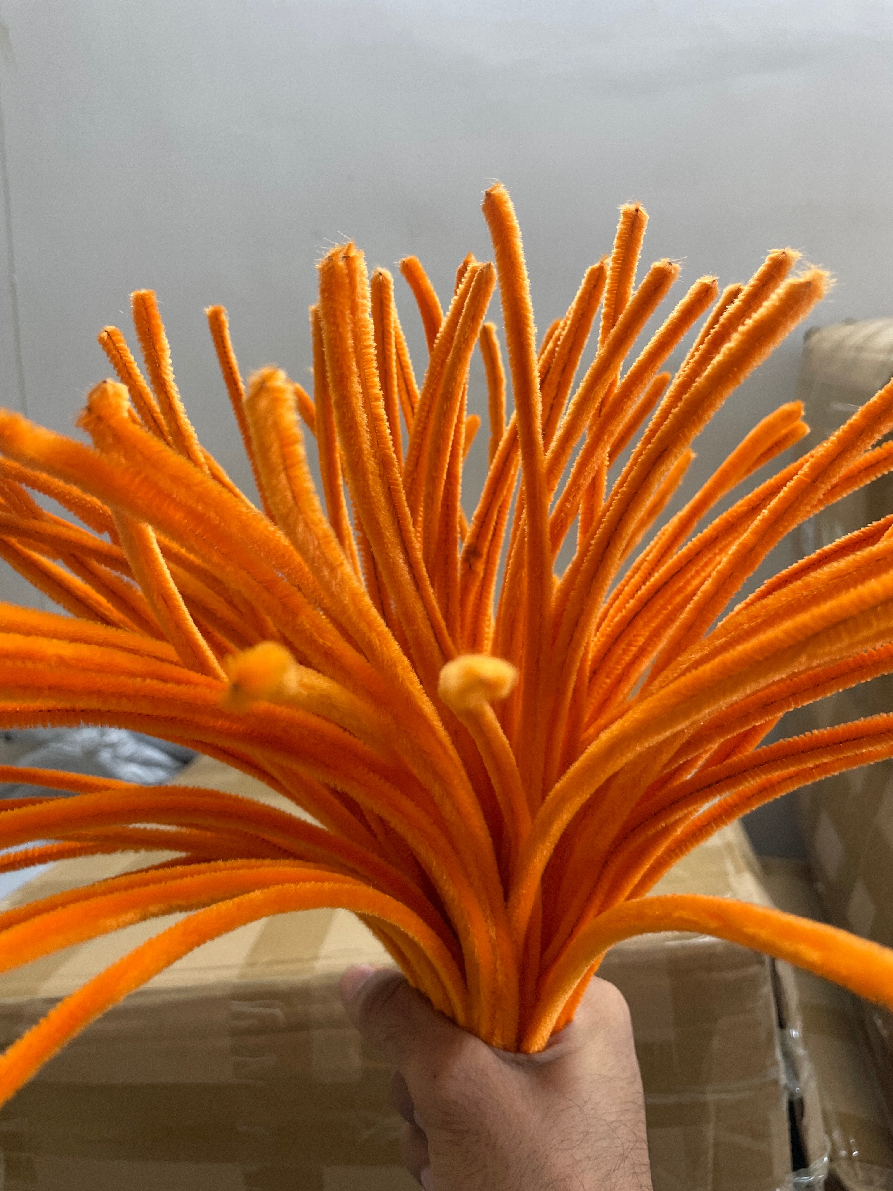 Craft Pipe Cleaner Plain (1 Packet 100 Pcs & Color Neon Orange)
