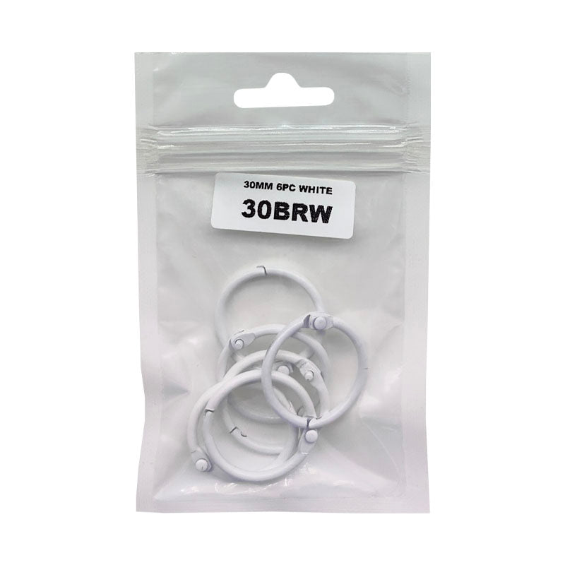 Gift To Love | Book Binding Ring | Color : White | Size : 30 Mm | Pcs : 6 Pcs | Code : 30BRW